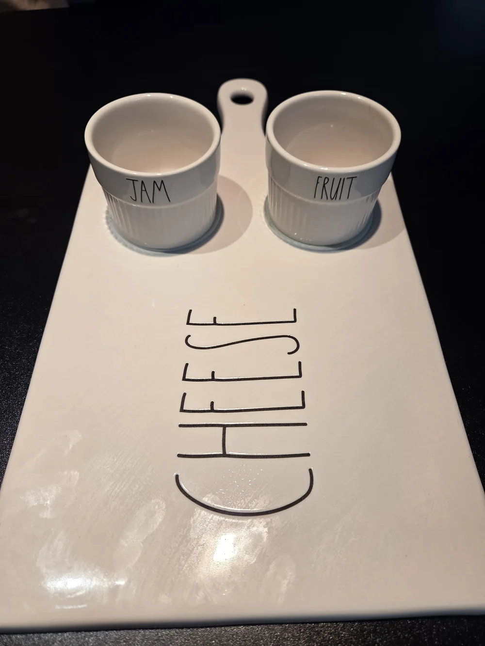 Rae Dunn Ceramic Chacuterie White Cheese Board with Ramekins New